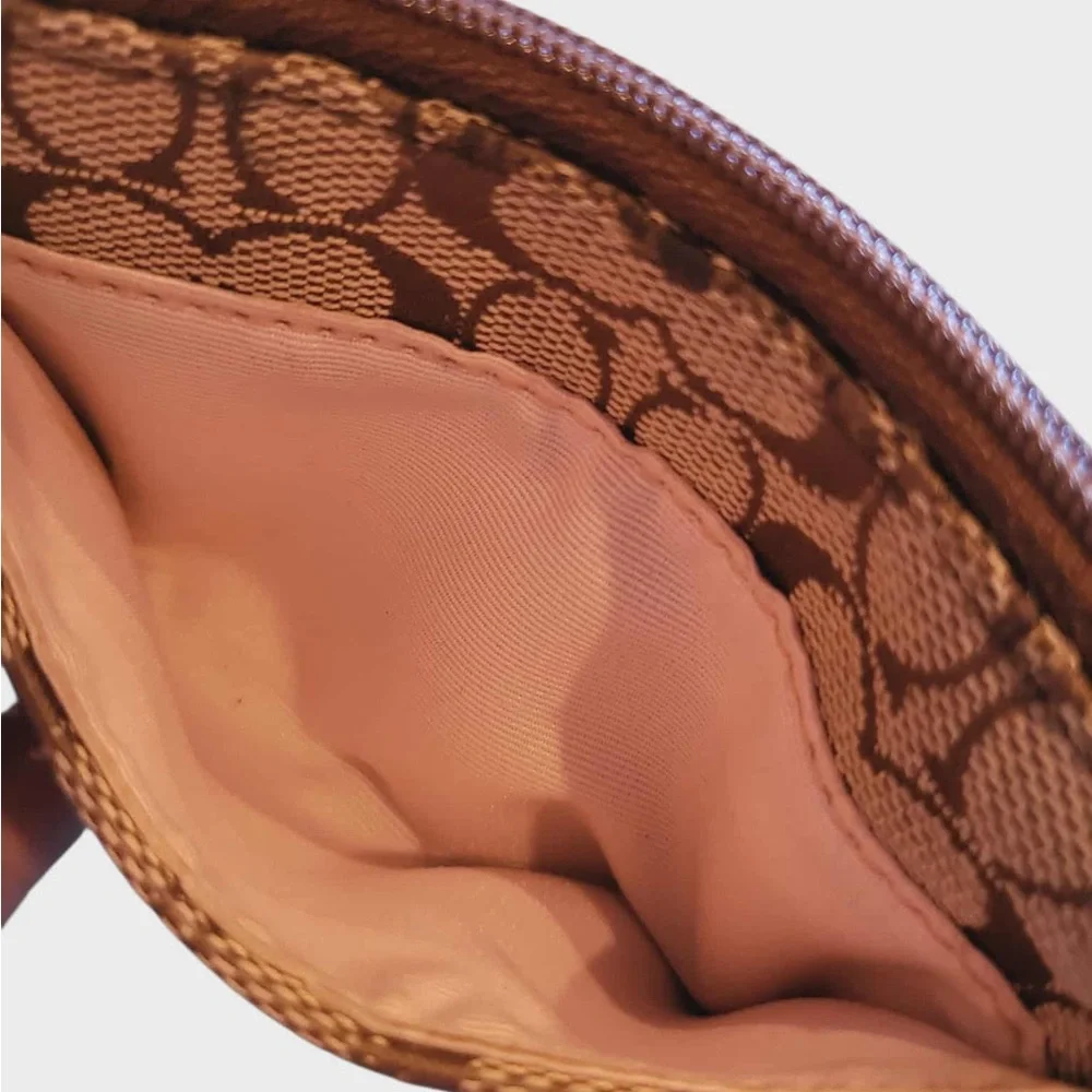Coach Tan and Brown Signature Coin Purse - Picture 9 of 10